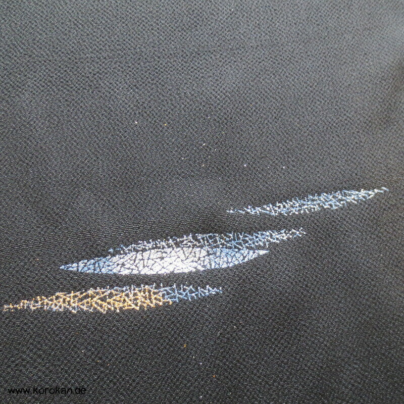 Panel Muster Stoff für Kimono - schwarz mit Lurex Druck