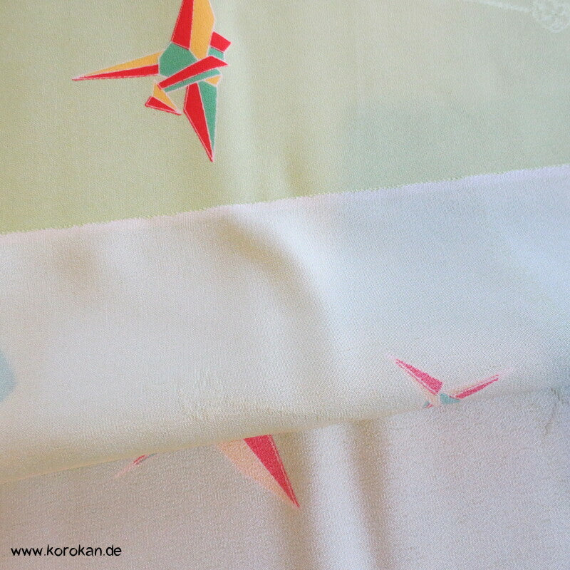 Origami Kraniche Kimono Rinzu Damast Kimono Seide