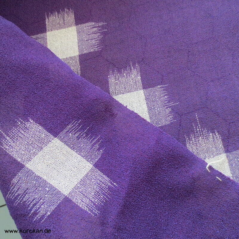 Kasuri Kreuze Kimono Sha Seiden Crepe Georgette, Murasaki lila