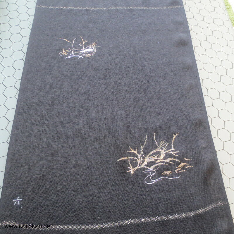 Panel Muster Stoff für Kimono - schwarz mit Lurex Druck