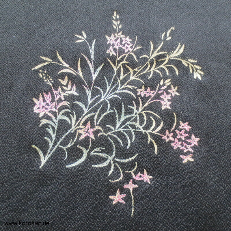 Panel Muster Stoff für Kimono - schwarz mit Lurex Druck