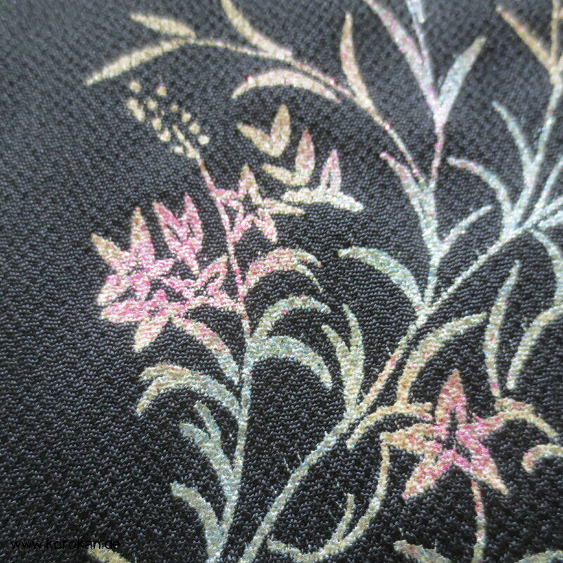 Panel Muster Stoff für Kimono - schwarz mit Lurex Druck