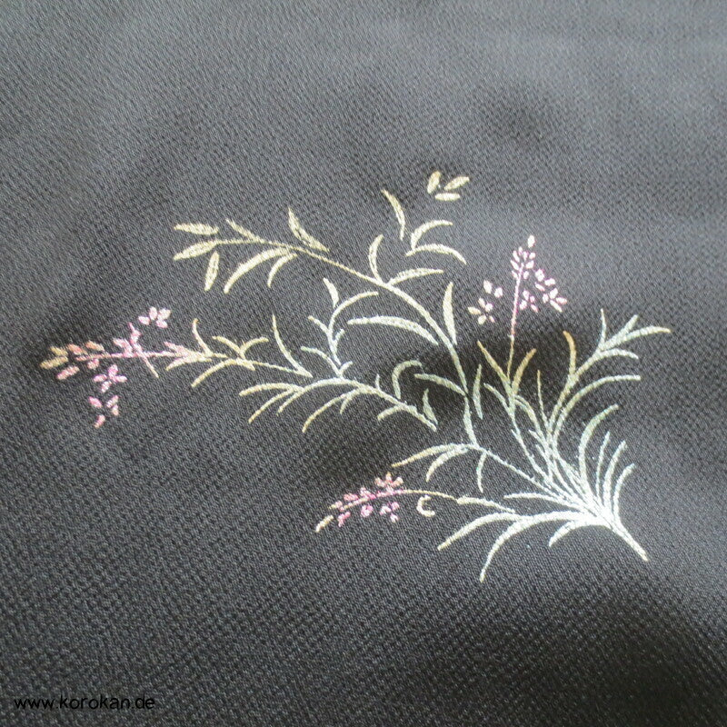 Panel Muster Stoff für Kimono - schwarz mit Lurex Druck