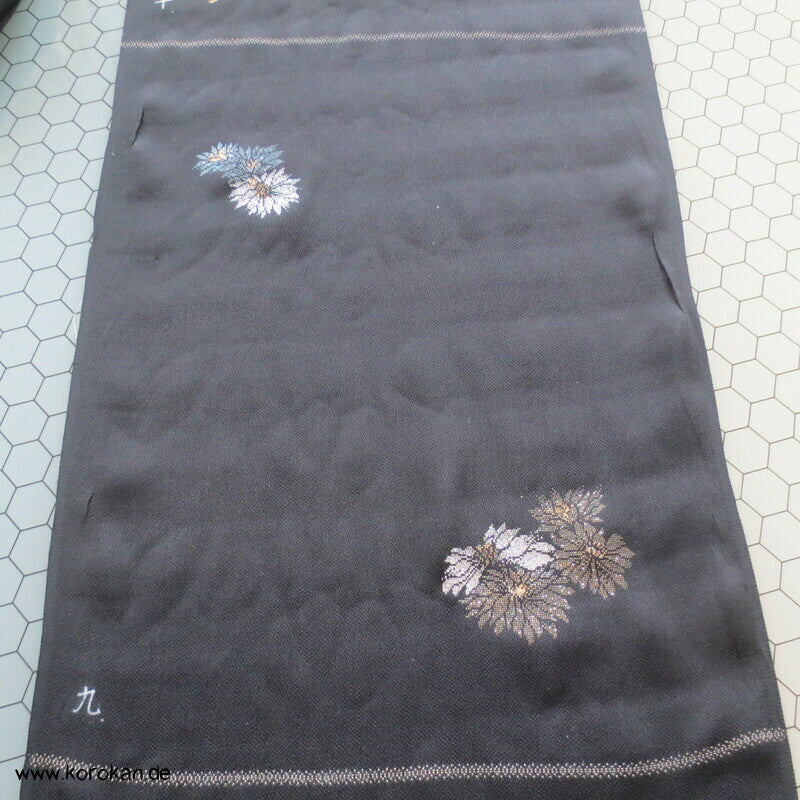 Panel Muster Stoff für Kimono - schwarz mit Lurex Druck