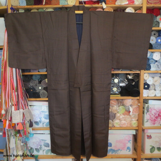 brauner Kikko Kasuri Seide Komon Kimono
