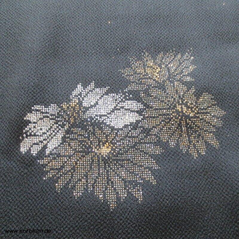 Panel Muster Stoff für Kimono - schwarz mit Lurex Druck