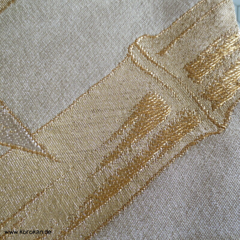 Fukuro Obi Seidenbrokat goldener Bambus