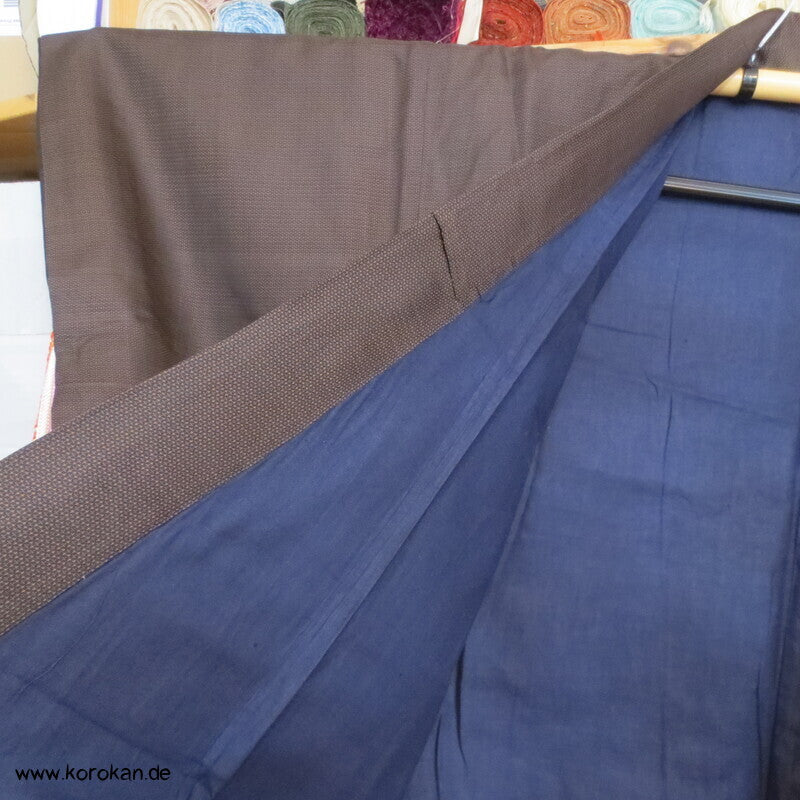 brauner Kikko Kasuri Seide Komon Kimono