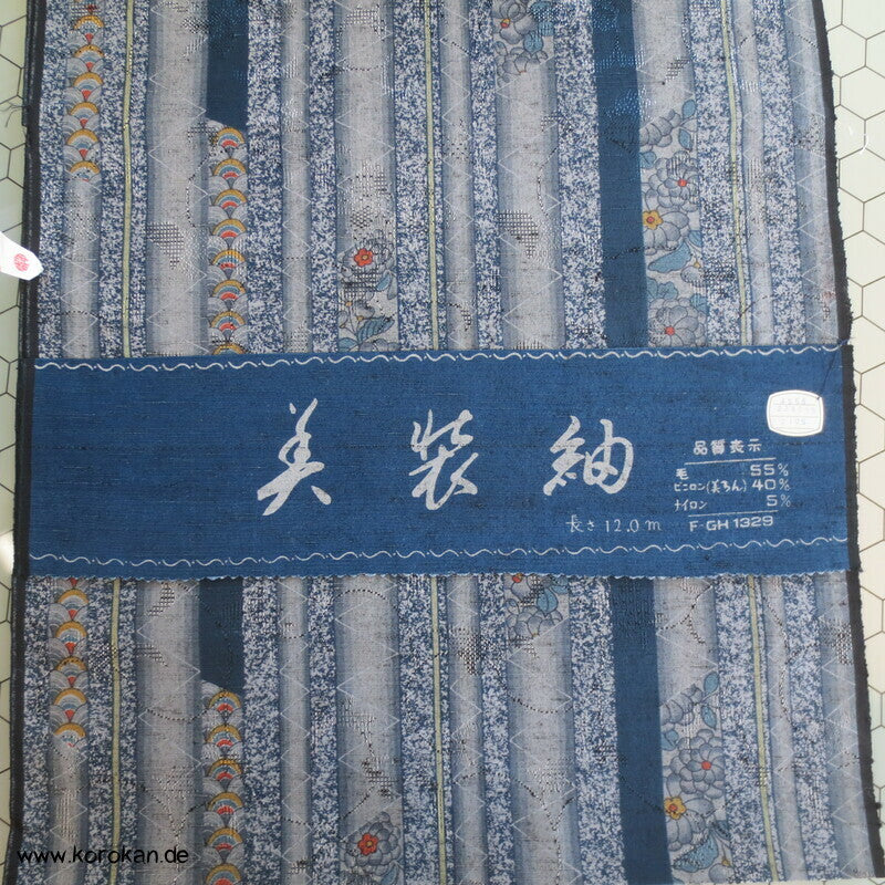 Blütenstreifen Wolle/ Synthetik Kimono Jacquard Stoffrolle
