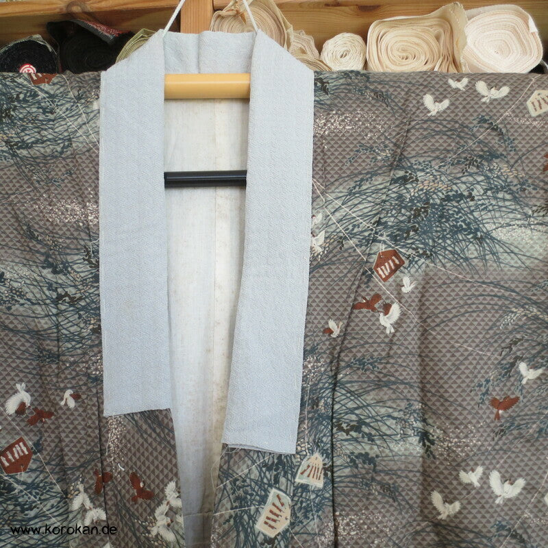 Reisgarben, Spatzen, Fischschuppenmuster Juban Unterkimono , Hausmantel