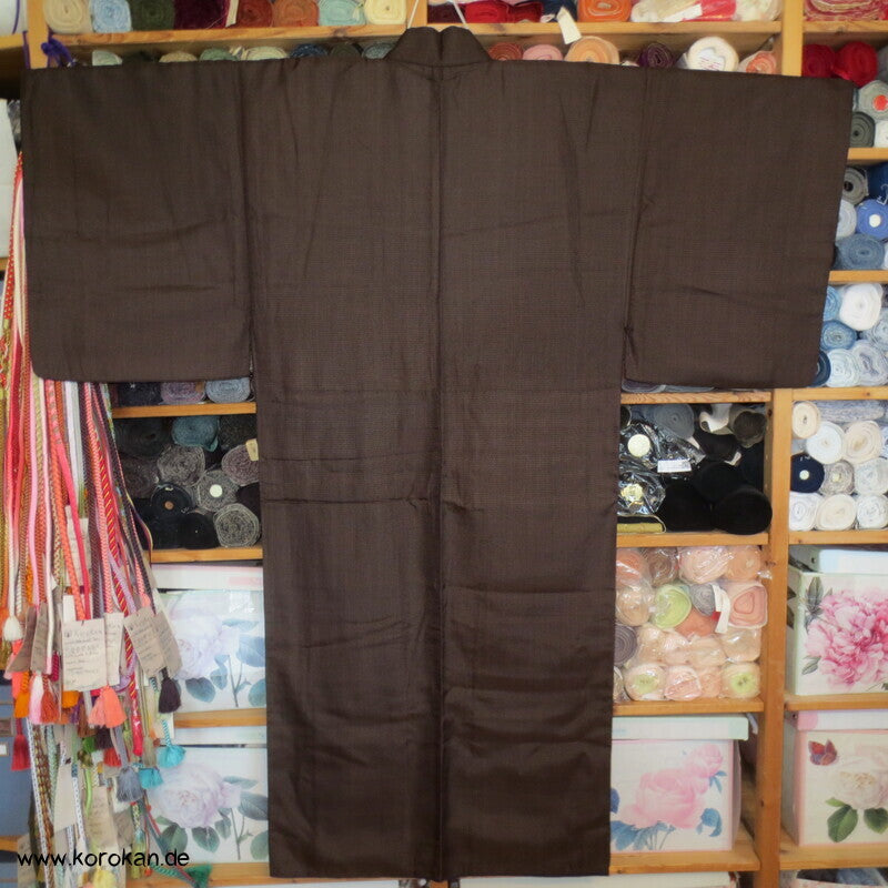 brauner Kikko Kasuri Seide Komon Kimono