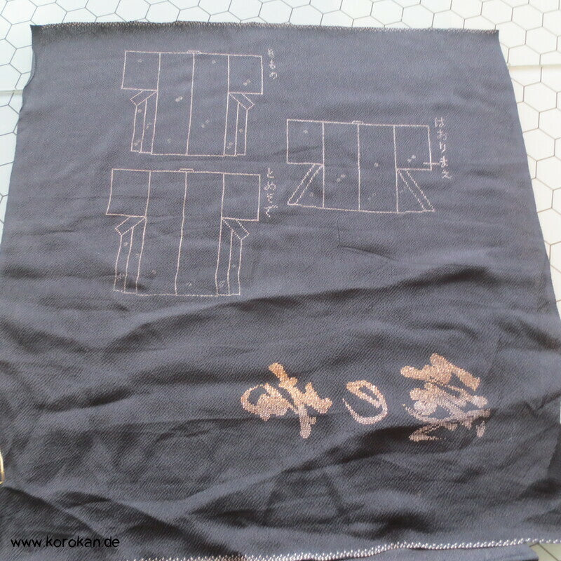Panel Muster Stoff für Kimono - schwarz mit Lurex Druck