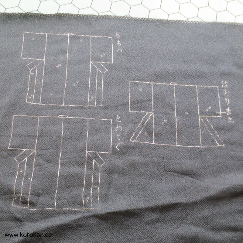 Panel Muster Stoff für Kimono - schwarz mit Lurex Druck