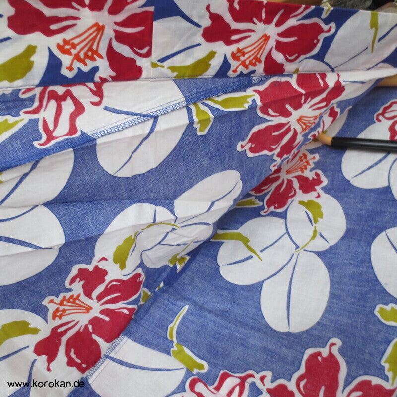 Japan Baumwoll Yukata Kimono Nandina und Lilien auf blau