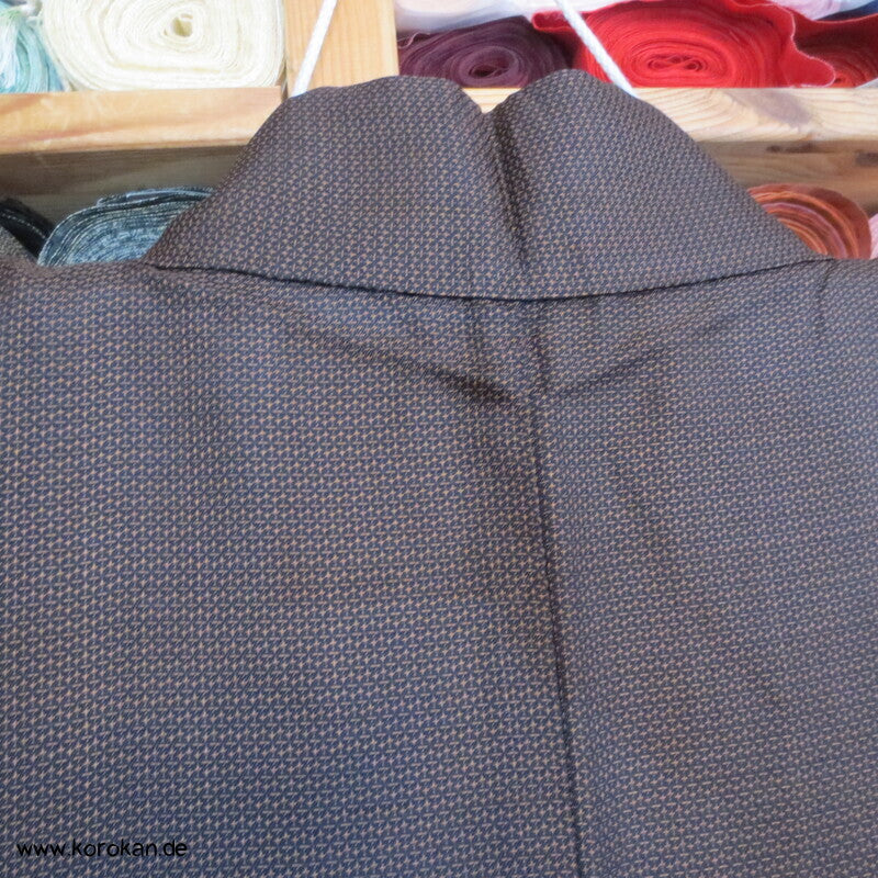 brauner Kikko Kasuri Seide Komon Kimono