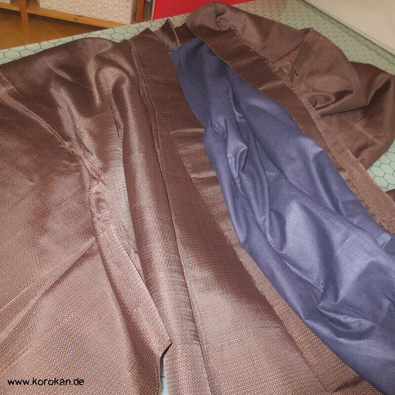 brauner Kikko Kasuri Seide Komon Kimono