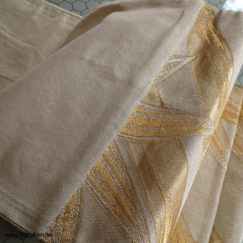 Fukuro Obi Seidenbrokat goldener Bambus