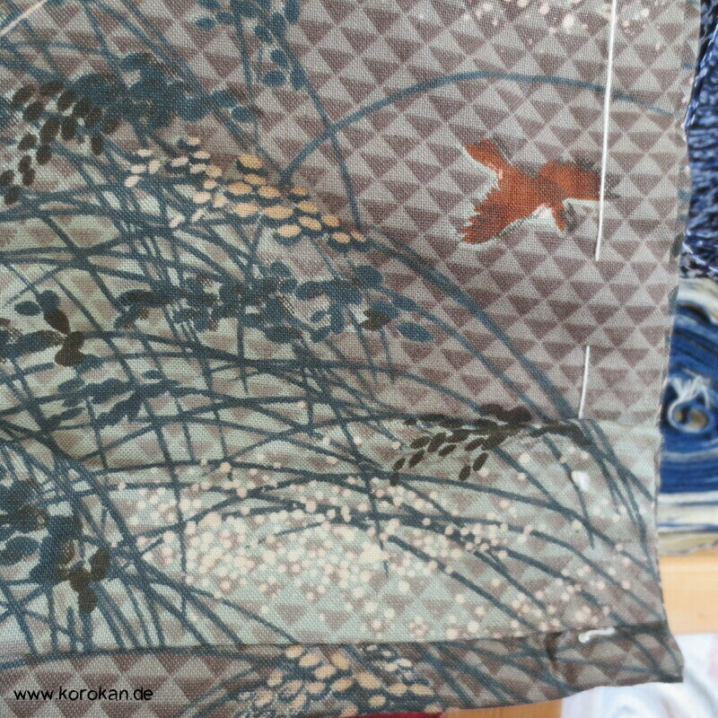 Reisgarben, Spatzen, Fischschuppenmuster Juban Unterkimono , Hausmantel