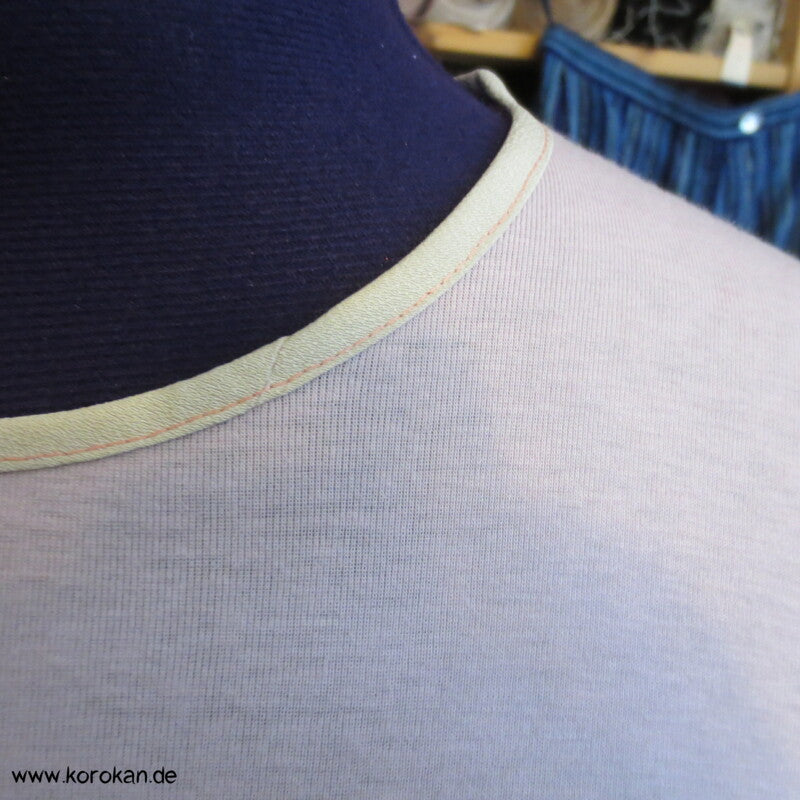 rosa Jersey, Seidencrepe Ärmelblenden und Saum, Vintage kurzarm T Shirt