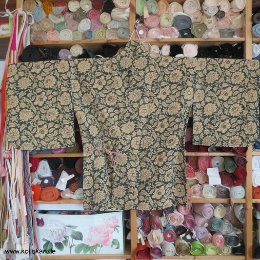Päonien Arabesken Dochugi Kimono Jacke Seidencrepe