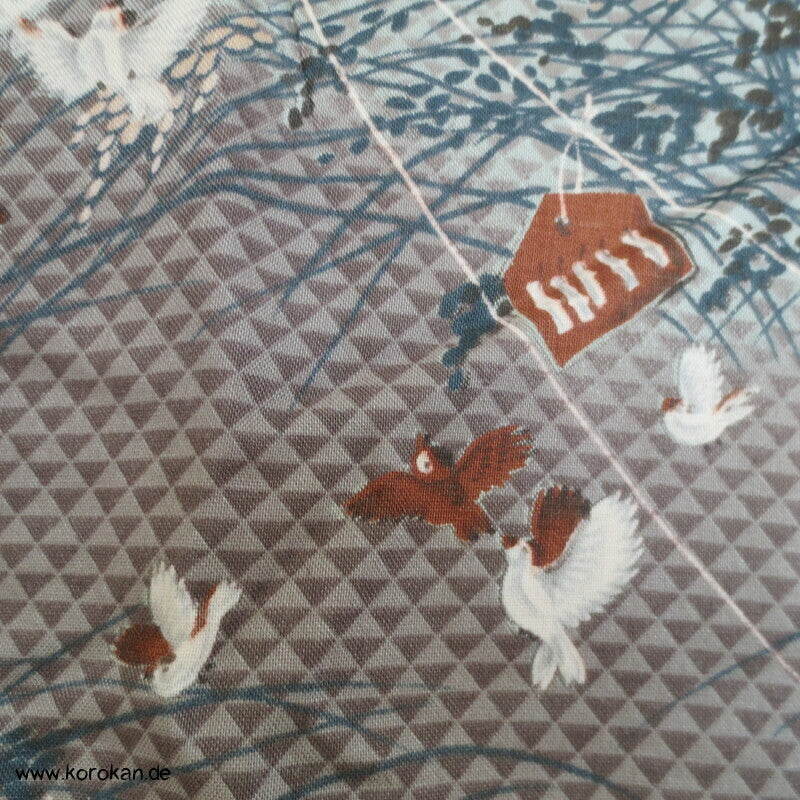 Reisgarben, Spatzen, Fischschuppenmuster Juban Unterkimono , Hausmantel