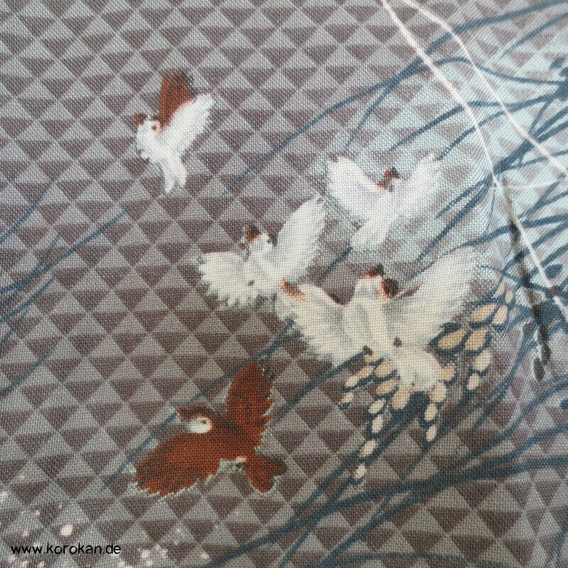 Reisgarben, Spatzen, Fischschuppenmuster Juban Unterkimono , Hausmantel