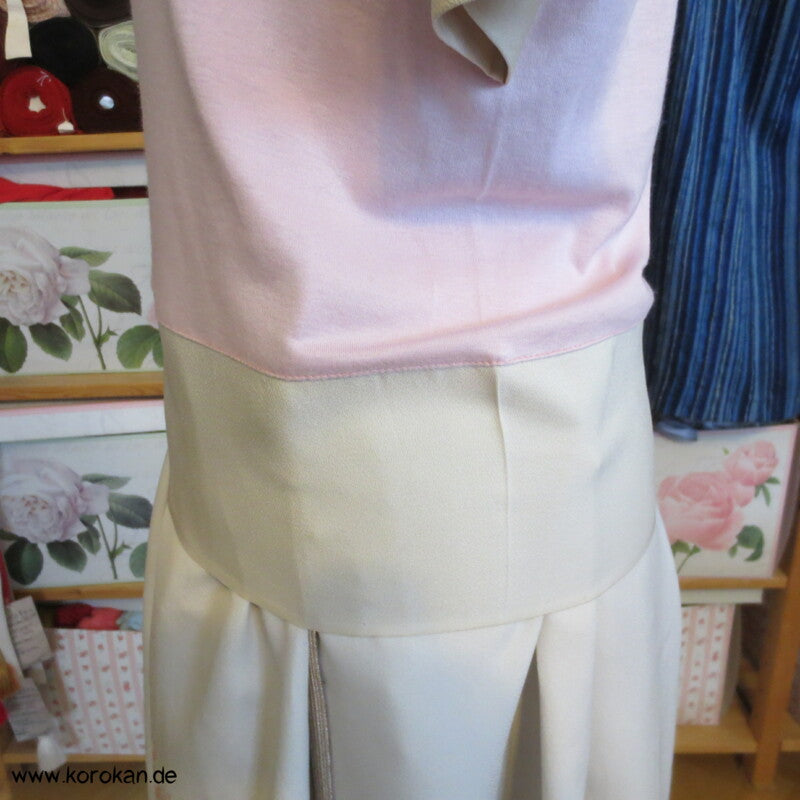 rosa Jersey, Seidencrepe Ärmelblenden und Saum, Vintage kurzarm T Shirt