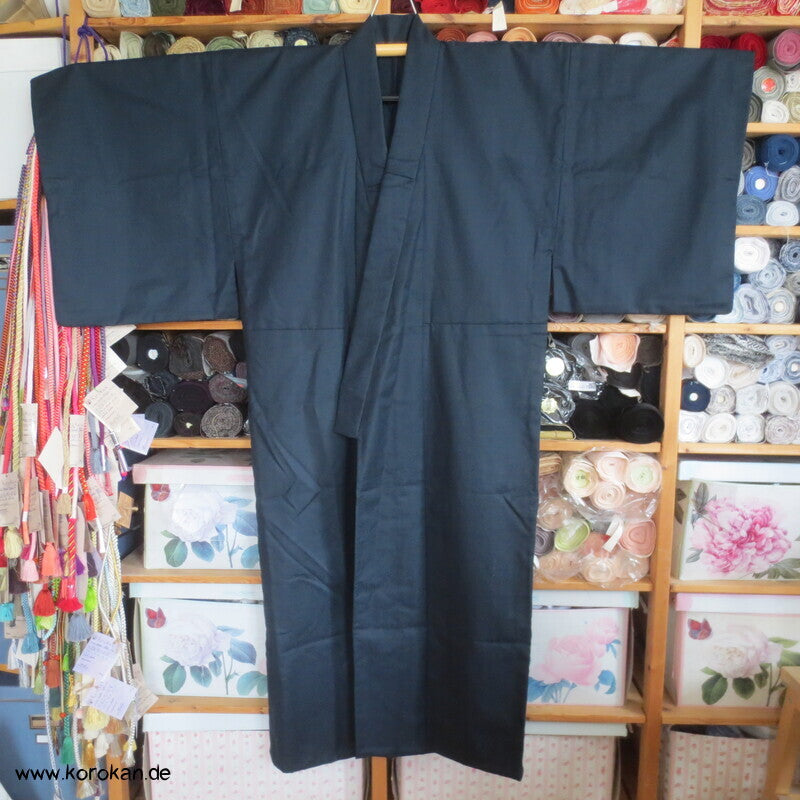 blauer Wolle / Seide  Hitoe Kimono