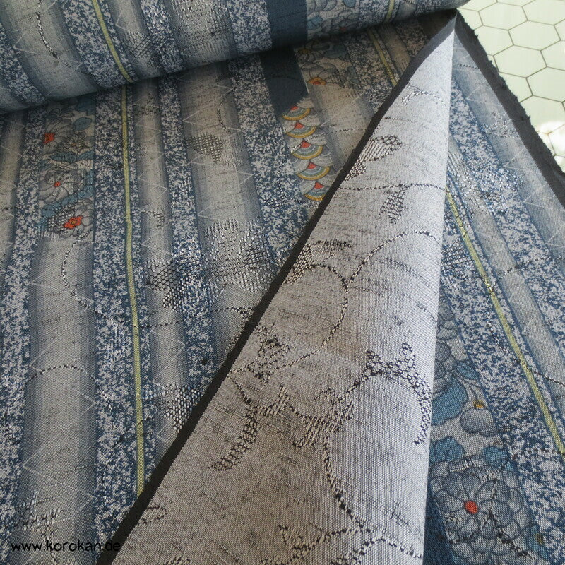 Blütenstreifen Wolle/ Synthetik Kimono Jacquard Stoffrolle