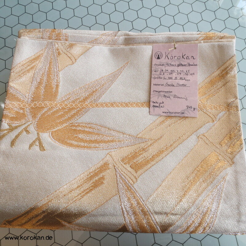 Fukuro Obi Seidenbrokat goldener Bambus
