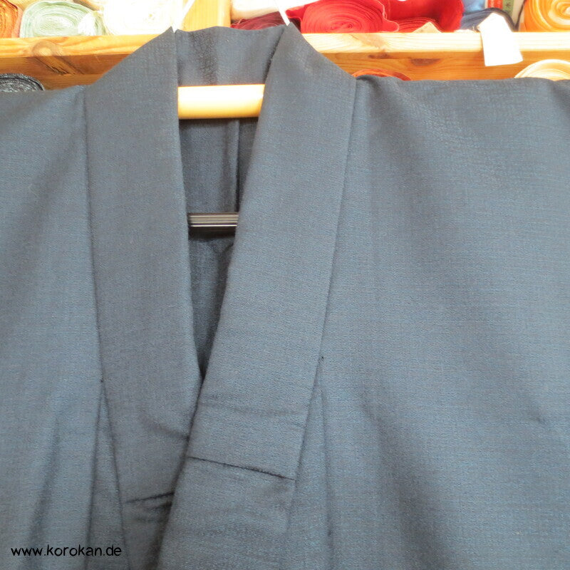 blauer Wolle / Seide  Hitoe Kimono