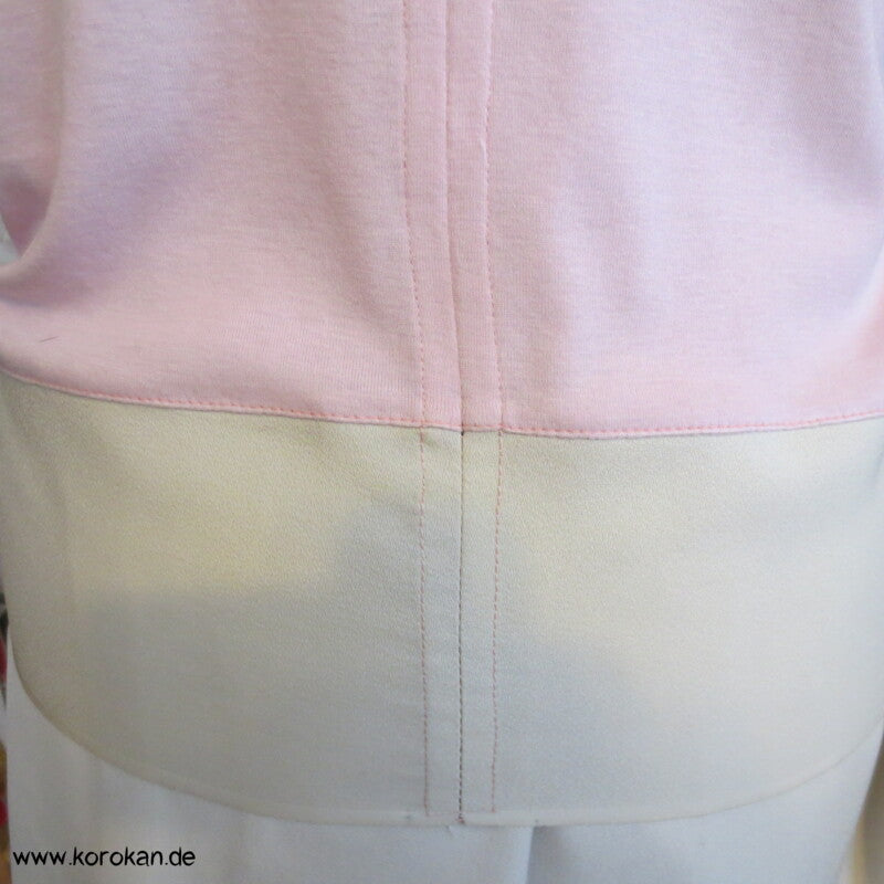 rosa Jersey, Seidencrepe Ärmelblenden und Saum, Vintage kurzarm T Shirt