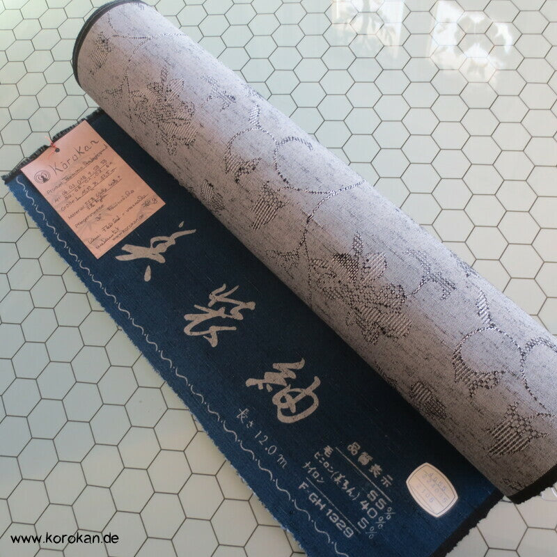 Blütenstreifen Wolle/ Synthetik Kimono Jacquard Stoffrolle