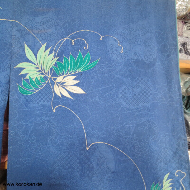 antiker Rinzu Seiden Damast Homongi Kimono, teilbestickt