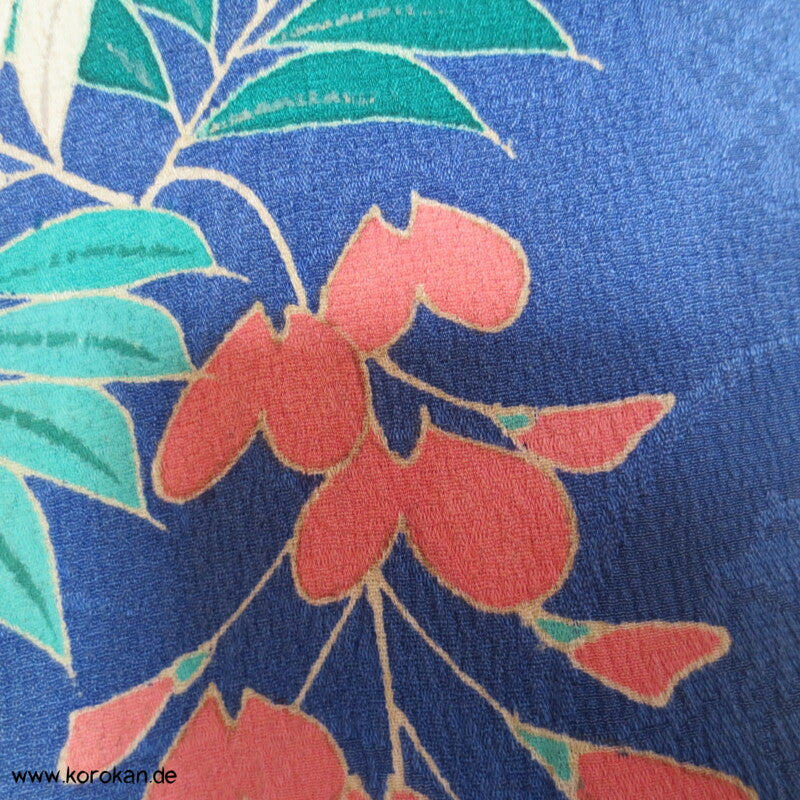 antiker Rinzu Seiden Damast Homongi Kimono, teilbestickt
