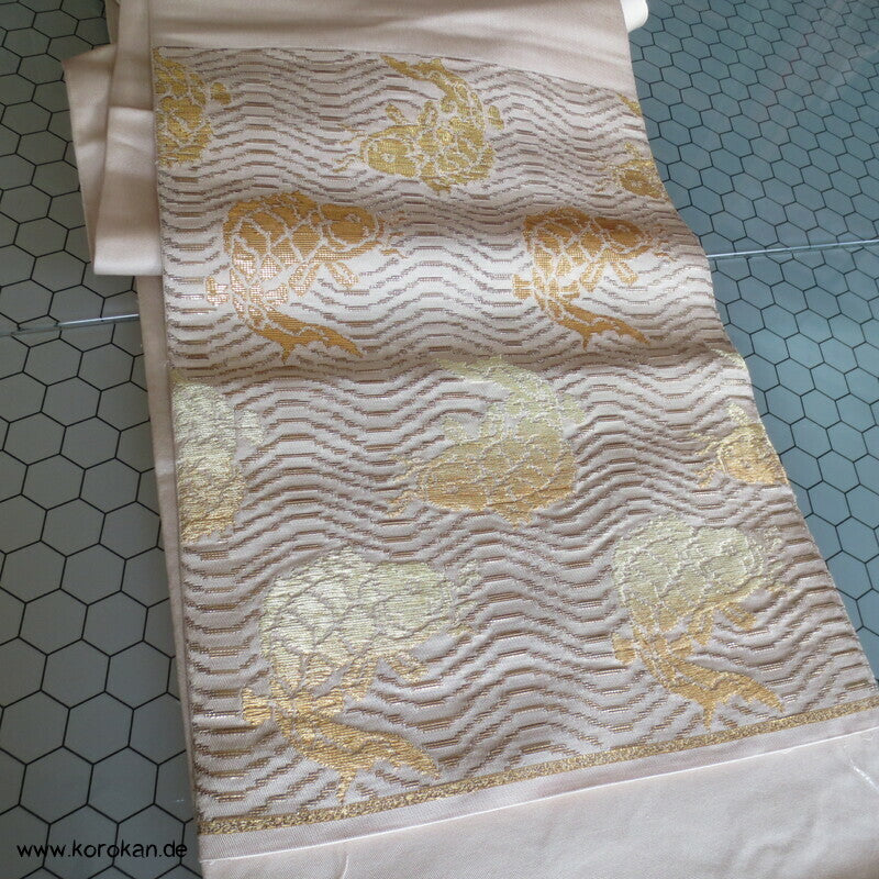 Araihari Fukuro Obi Seidenbrokat Goldbrassen
