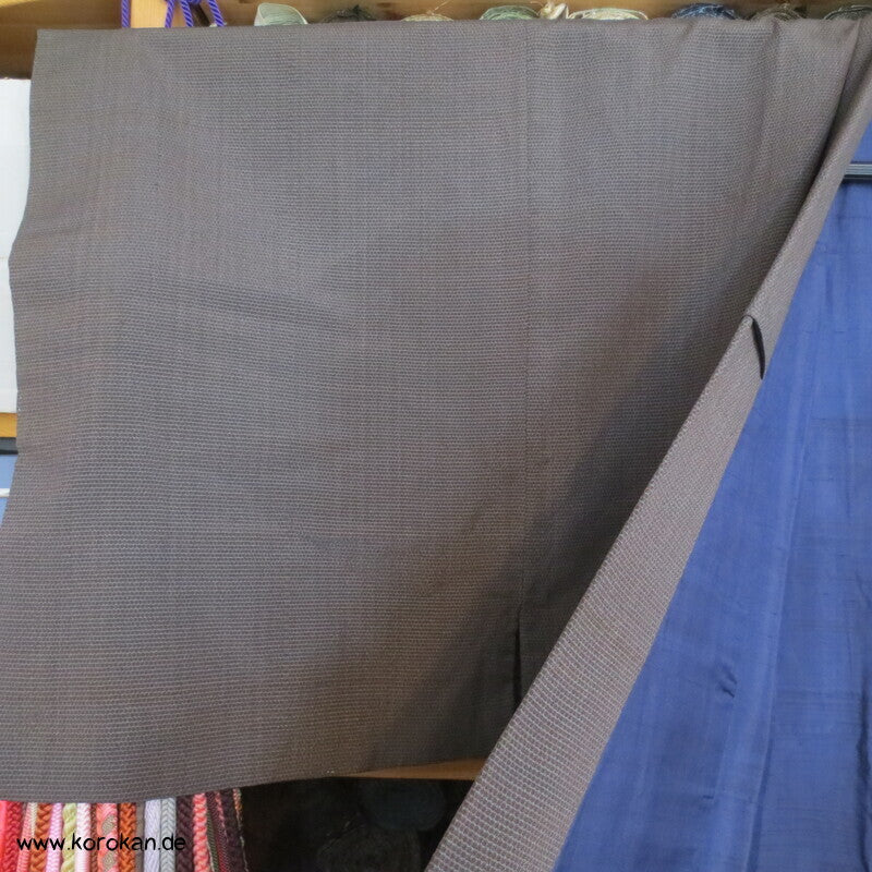 braun - blaugrauer Kikko Kasuri Seide Komon Kimono