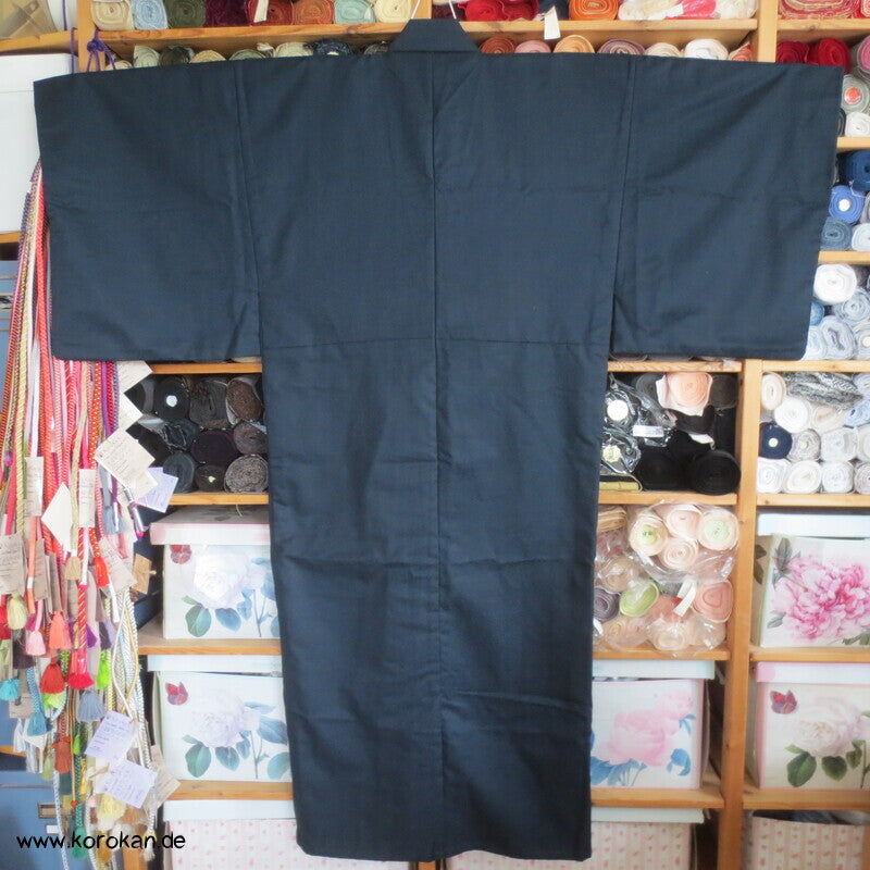 blauer Wolle / Seide  Hitoe Kimono