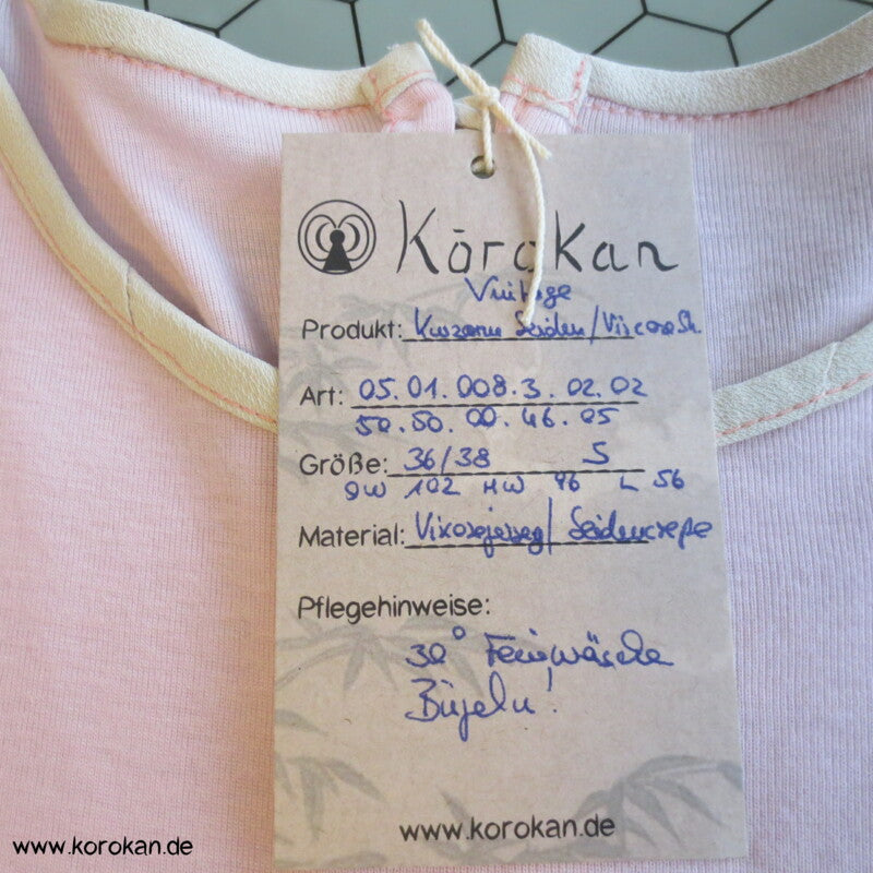rosa Jersey, Seidencrepe Ärmelblenden und Saum, Vintage kurzarm T Shirt