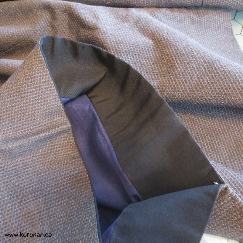 braun - blaugrauer Kikko Kasuri Seide Komon Kimono