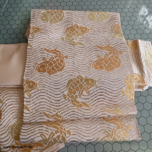 Araihari Fukuro Obi Seidenbrokat Goldbrassen