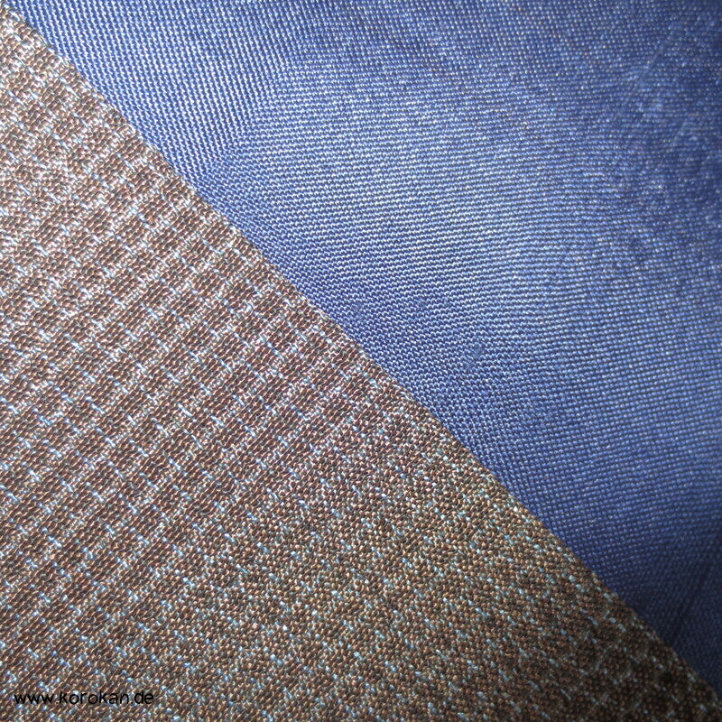 braun - blaugrauer Kikko Kasuri Seide Komon Kimono