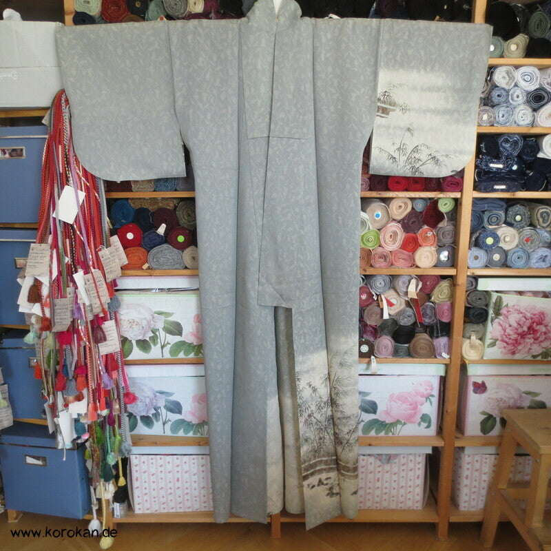 Bambuswäldchen vor Strohmatten Hitoe Homongi Kimono