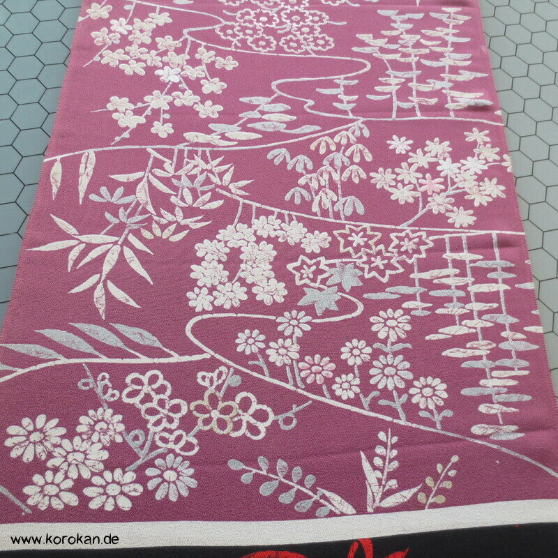 Panel Muster Seide für Kimono - Blumen, Blätter, abstrakt