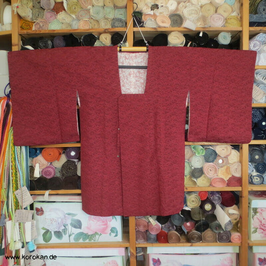 ziegelrote Matelassé Seiden Michiyuki  Kimono Jacke