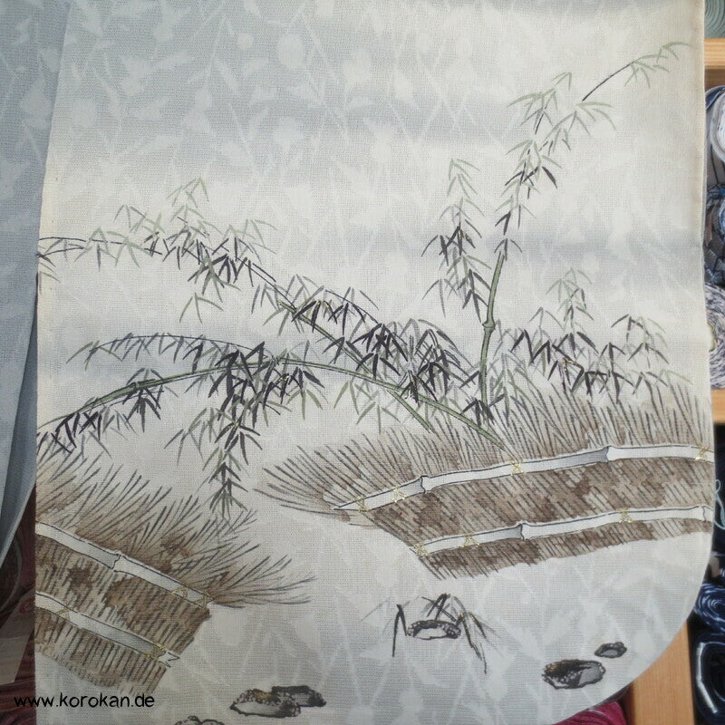 Bambuswäldchen vor Strohmatten Hitoe Homongi Kimono