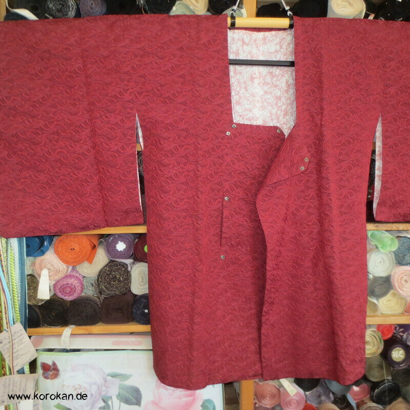 ziegelrote Matelassé Seiden Michiyuki  Kimono Jacke