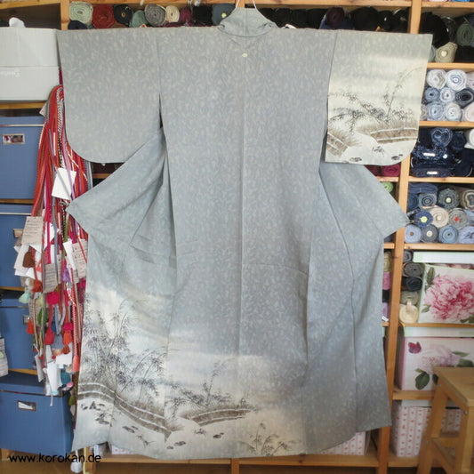 Bambuswäldchen vor Strohmatten Hitoe Homongi Kimono