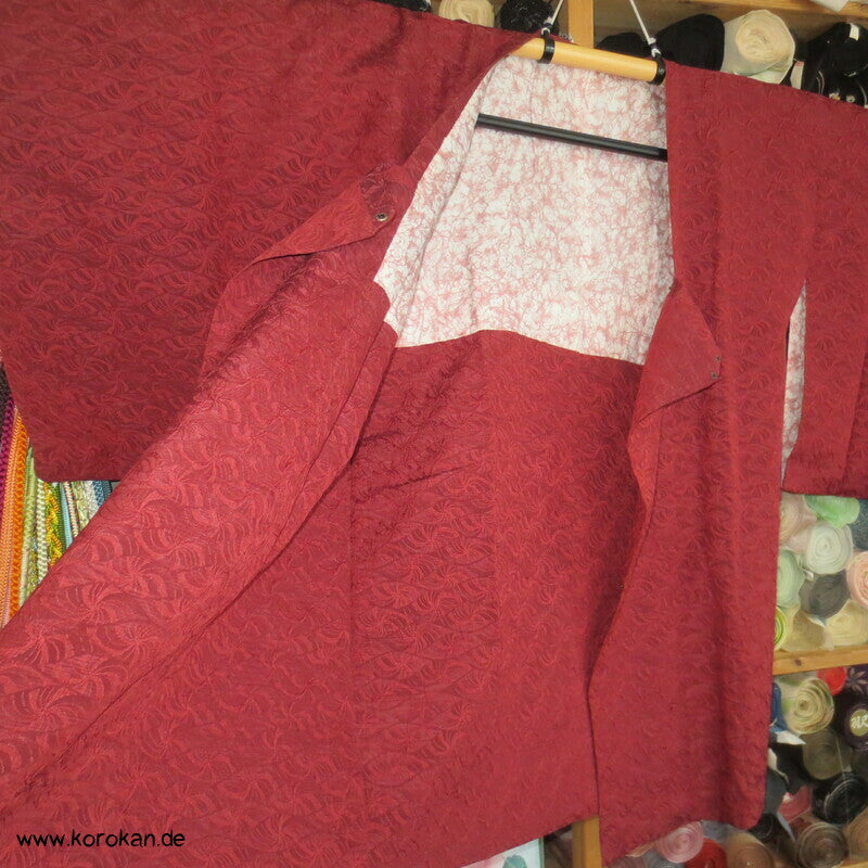 ziegelrote Matelassé Seiden Michiyuki  Kimono Jacke