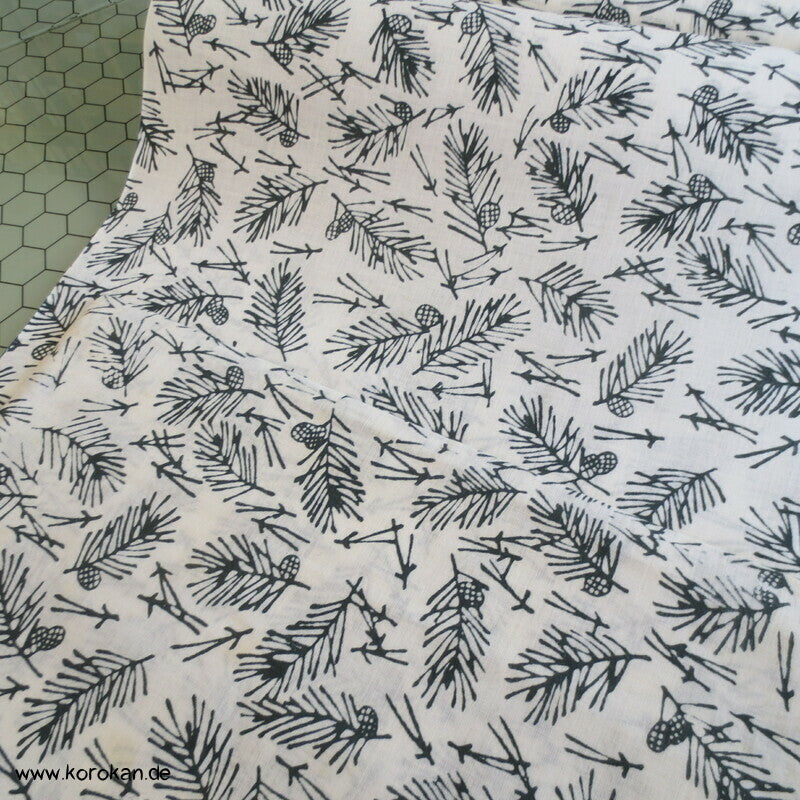 junge Pinientriebe originalgehefteter Yukata Kimono Stoff